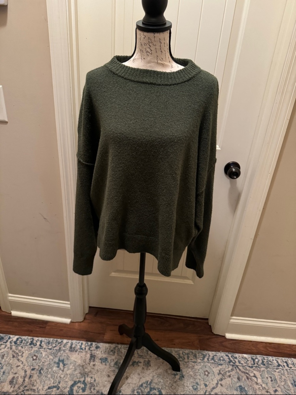 American Eagle Outfitters Oversized Olive Crewneck Sweater